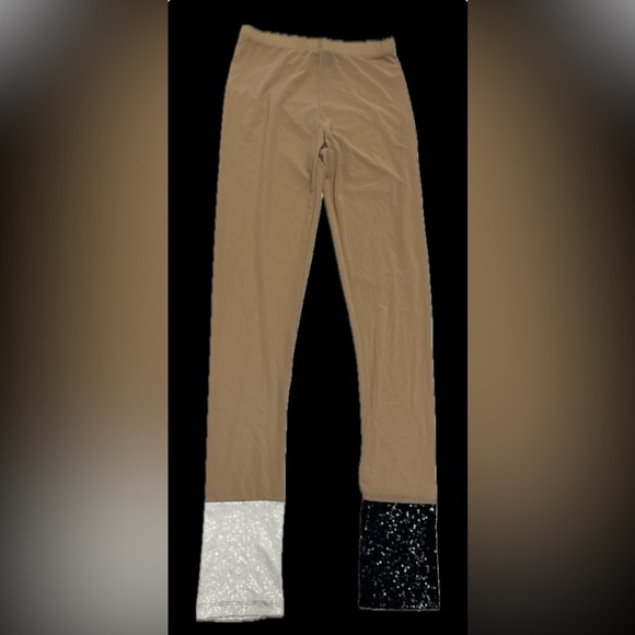 NWOT ⚜️🤍🤎🖤⚜️ Costume dept. mesh see through nude leggings sequin bottoms - Picture 9 of 10